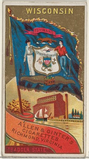Wisconsin, from Flags of the States and Territories (N11) for Allen & Ginter Cigarettes Brands