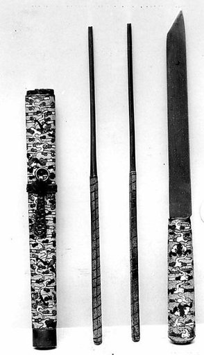 Knife with Holder and Two Chopsticks