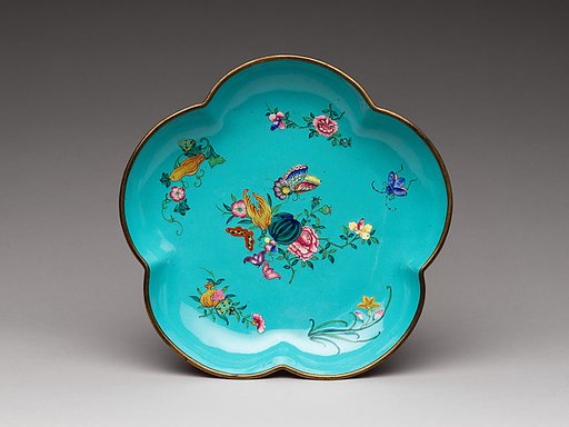 Lobed dish with flowers, fruits, and insects