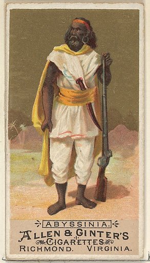 Abyssinia, from the Natives in Costume series (N16) for Allen & Ginter Cigarettes Brands