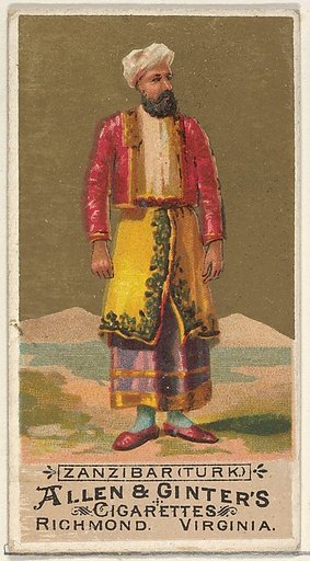 Zanzibar (Turk), from the Natives in Costume series (N16) for Allen & Ginter Cigarettes Brands