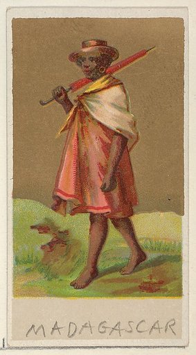 Madagascar, from the Natives in Costume series (N16), Teofani Issue, for Allen & Ginter Cigarettes Brands
