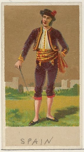 Spain, from the Natives in Costume series (N16), Teofani Issue, for Allen & Ginter Cigarettes Brands