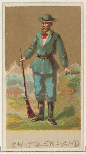 Switzerland, from the Natives in Costume series (N16), Teofani Issue, for Allen & Ginter Cigarettes Brands