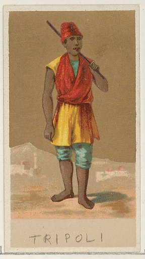 Tripoli, from the Natives in Costume series (N16), Teofani Issue, for Allen & Ginter Cigarettes Brands