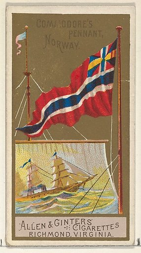 Commodore's Pennant, Norway, from the Naval Flags series (N17) for Allen & Ginter Cigarettes Brands