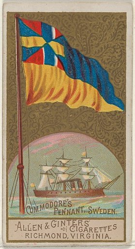 Commodore's Pennant, Sweden, from the Naval Flags series (N17) for Allen & Ginter Cigarettes Brands