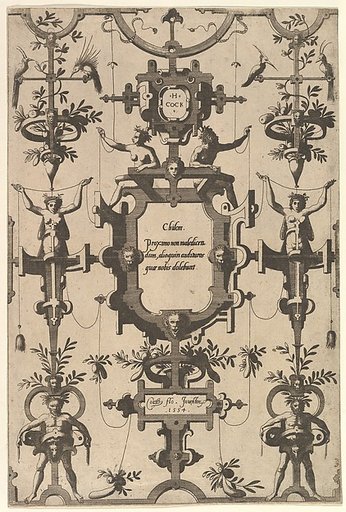 Surface Decoration, Grotesque with Strapwork, Including Three Cartouches from series of Surface Decorations, Grotesques with Strapwork with Maxims by Six Wise Men of Greece