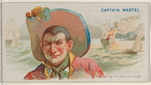 Captain Martel, Escaping the Scarborough, from the Pirates of the Spanish Main series (N19) for Allen & Ginter Cigarettes