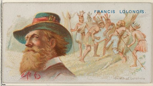 Francis Lolonois, Death of Lolonois, from the Pirates of the Spanish Main series (N19) for Allen & Ginter Cigarettes