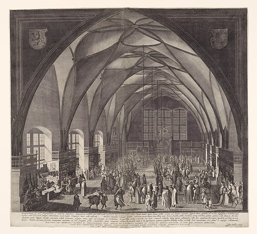 Interior View of Vladislav Hall at Prague Castle during the Annual Fair