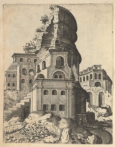 Vertical Landscape with the Ruins of the Temple of Venus and Roma, from "Ruinarum variarum fabricarum delineationes pictoribus caeterisque id genus artificibus multum utiles"