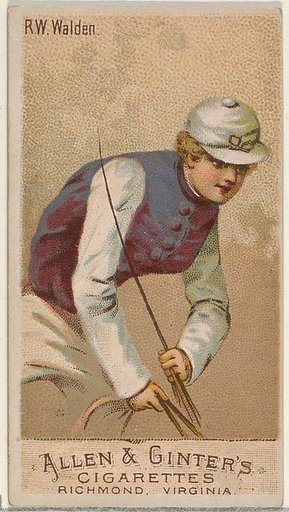 R.W. Walden, from the Racing Colors of the World series (N22a) for Allen & Ginter Cigarettes