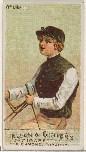 William Lakeland, from the Racing Colors of the World series (N22a) for Allen & Ginter Cigarettes