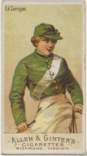Edward Corrigan, from the Racing Colors of the World series (N22a) for Allen & Ginter Cigarettes
