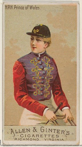 H.R.H. Prince of Wales, from the Racing Colors of the World series (N22a) for Allen & Ginter Cigarettes
