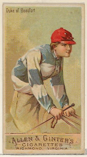 Duke of Beaufort, from the Racing Colors of the World series (N22a) for Allen & Ginter Cigarettes