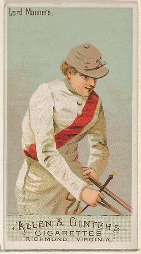 Lord Manners, from the Racing Colors of the World series (N22a) for Allen & Ginter Cigarettes