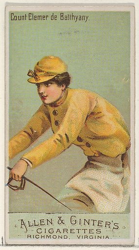Count Elemer de Batthyany, from the Racing Colors of the World series (N22a) for Allen & Ginter Cigarettes