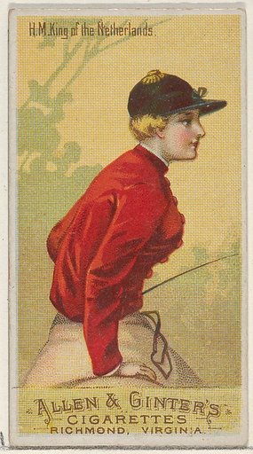 H.M. King of the Netherlands, from the Racing Colors of the World series (N22a) for Allen & Ginter Cigarettes