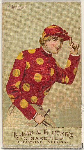 F. Gebhard, from the Racing Colors of the World series (N22b) for Allen & Ginter Cigarettes