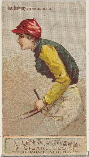Jas. Galway, Preakness Stables, from the Racing Colors of the World series (N22b) for Allen & Ginter Cigarettes