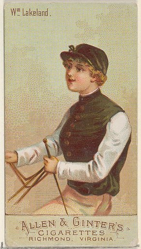 William Lakeland, from the Racing Colors of the World series (N22b) for Allen & Ginter Cigarettes