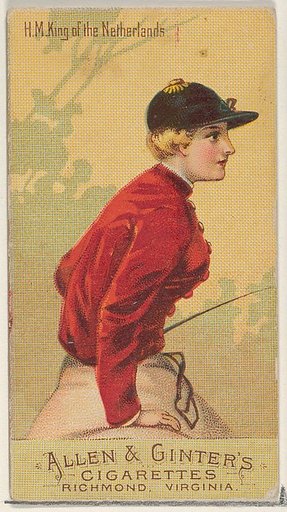 H.M. King of the Netherlands, from the Racing Colors of the World series (N22b) for Allen & Ginter Cigarettes