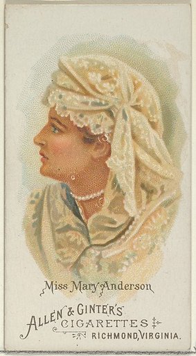 Miss Mary Anderson, from World's Beauties, Series 1 (N26) for Allen & Ginter Cigarettes