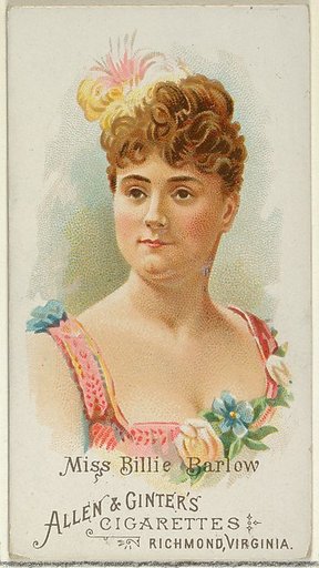 Miss Billie Barlow, from World's Beauties, Series 1 (N26) for Allen & Ginter Cigarettes