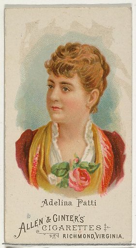 Adelina Patti, from World's Beauties, Series 1 (N26) for Allen & Ginter Cigarettes