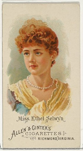 Miss Ethel Selwyn, from World's Beauties, Series 1 (N26) for Allen & Ginter Cigarettes