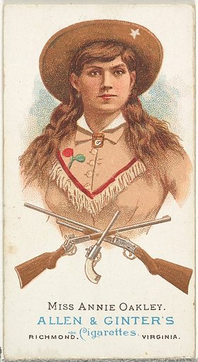 Miss Annie Oakley, Rifle Shooter, from World's Champions, Series 1 (N28) for Allen & Ginter Cigarettes
