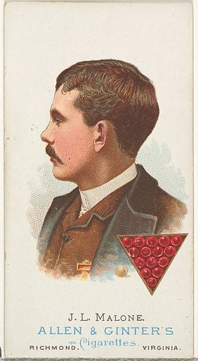 J.L. Malone, Pool Player, from World's Champions, Series 1 (N28) for Allen & Ginter Cigarettes