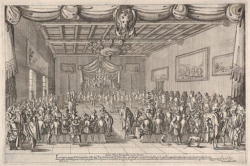 Banquet of the Piacevoli, Medici coat of arms at top center