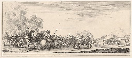 A battle on horseback, from "Peace and War" (Divers desseins tant pour la paix que pour la guerre)