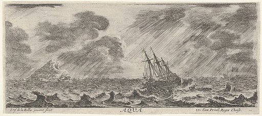 Water, a ship at sea during a storm, from "The Four Elements" (Les Quatre Eléments)