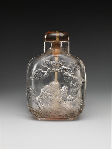 Snuff bottle with god of longevity and deer