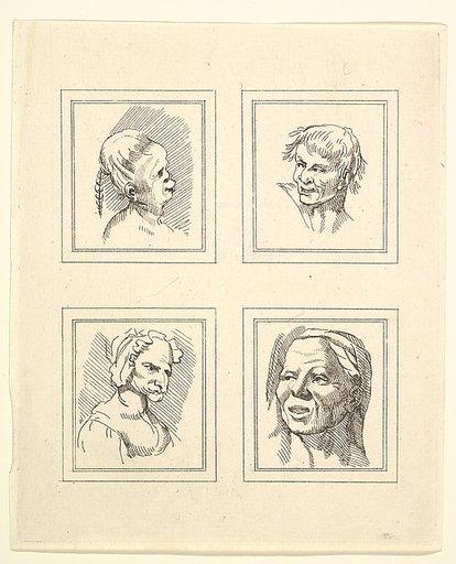 Four Heads (from Characaturas by Leonardo da Vinci, from Drawings by Wincelslaus Hollar, out of the Portland Museum)