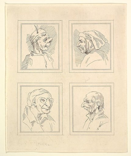 Four Heads (from Characaturas by Leonardo da Vinci, from Drawings by Wincelslaus Hollar, out of the Portland Museum)