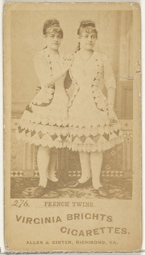Card 276, French Twins, from the Actors and Actresses series (N45, Type 1) for Virginia Brights Cigarettes