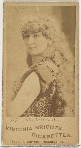 Card 419, Miss Greenville, from the Actors and Actresses series (N45, Type 1) for Virginia Brights Cigarettes