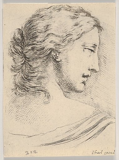 Plate 5: Head of a woman, turned in profile to the right, from "Various heads and figures" (Diverses têtes et figures)