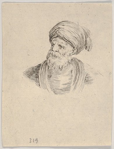Plate 12: Bust of an old Turkish man in a turban, looking towards the left, from "Various heads and figures" (Diverses têtes et figures)