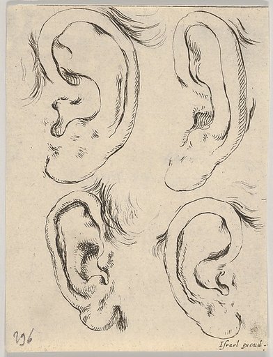 Plate 5: Four ears, from "The Book for Learning to Draw" (Livre pour apprendre à dessiner)