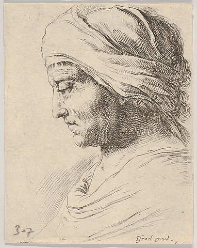 Plate 16: Head of an old man in profile with a cloth tied around his head, from "The Book for Learning to Draw" (Livre pour apprendre à dessiner)