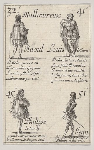 Raoul ... /  Louis le Jeune..., from "Game of the Kings of France" (Jeu des Rois de France)