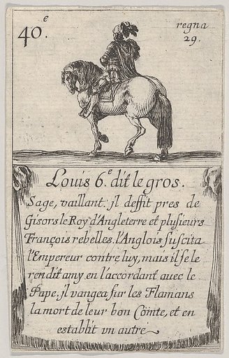 Louis 6.-e dit le gros / Sage, vaillant..., from "Game of the Kings of France" (Jeu des Rois de France)