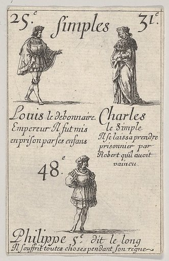 Louis le debonnaire... Charles le Simple, from "Game of the Kings of France" (Jeu des Rois de France)