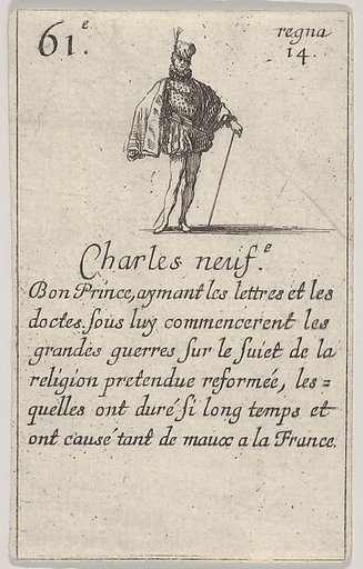 Charles neuf.-e / Bon Prince..., from "Game of the Kings of France" (Jeu des Rois de France)